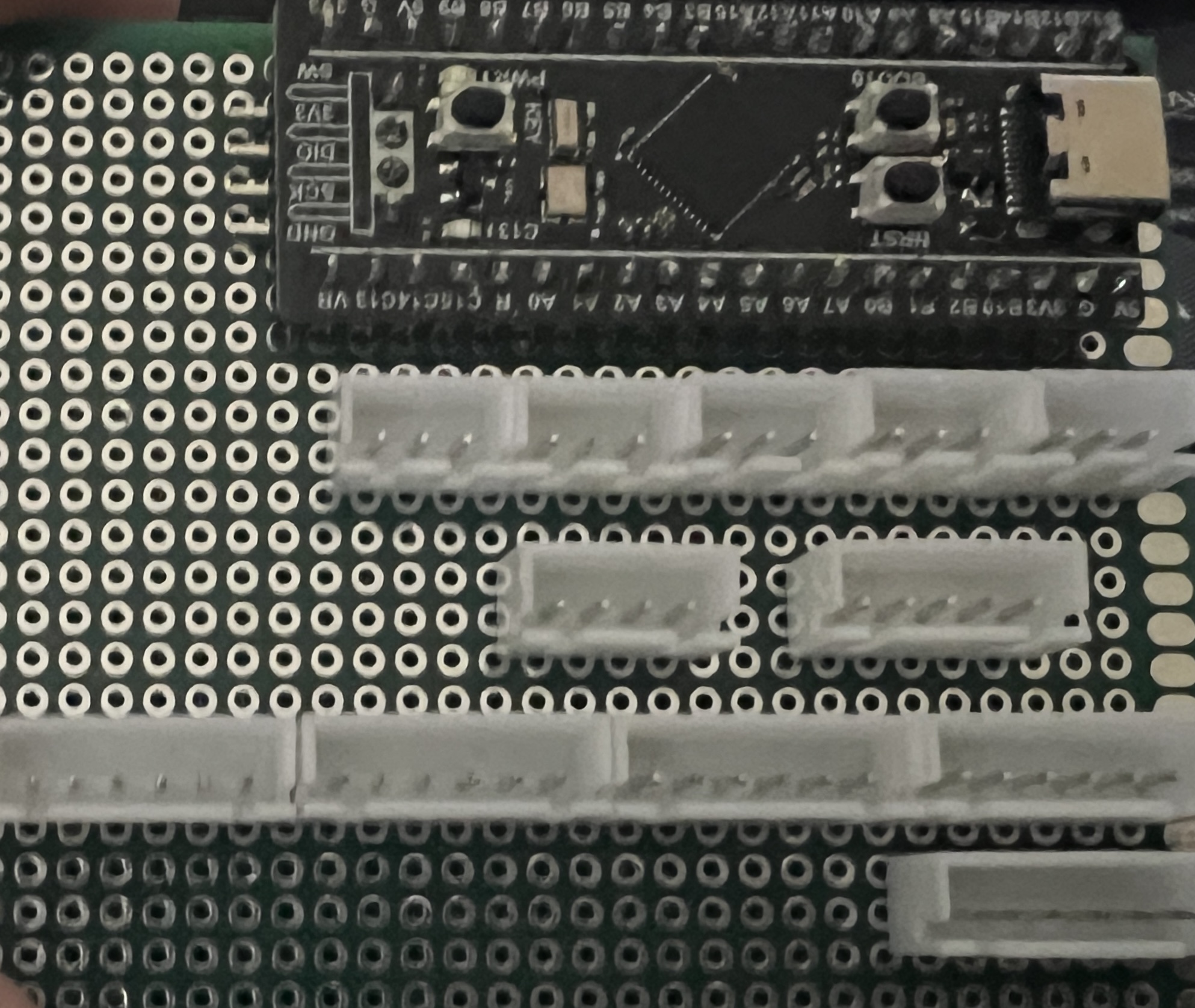 Front view of IEEE Robotics peripherals protoboard
